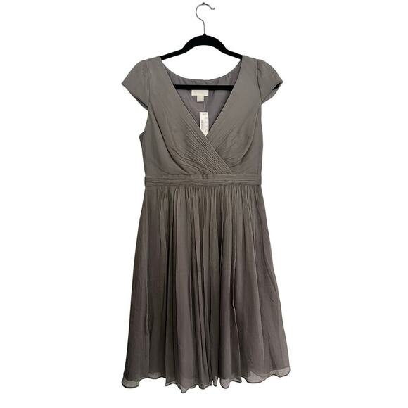 J.Crew Gray Silk Chiffon Mirabelle Dress NEW Dress Size 6 formal wedding guest - Picture 3 of 8